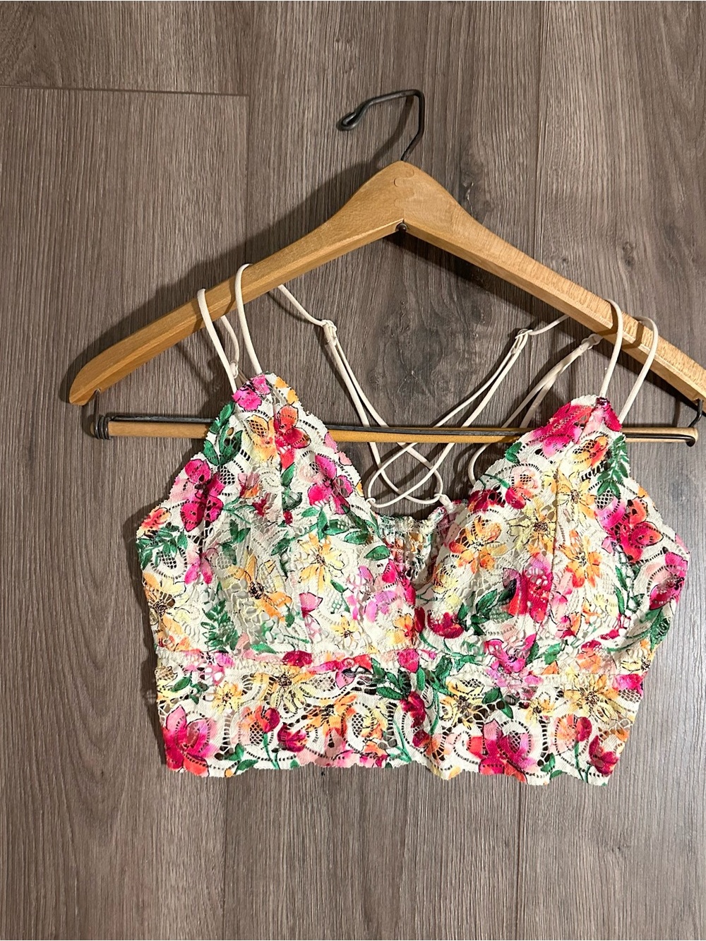 PINK Victoria's Secret Bralette Botanical Floral Lace Crop Top -